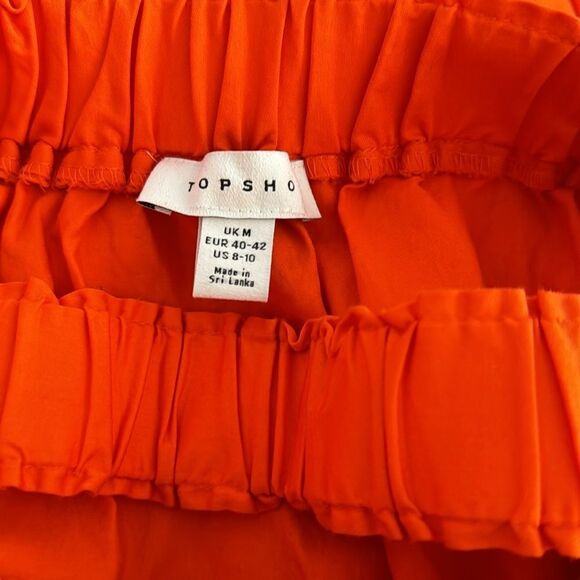 Topshop bright orange elastic strappy smocked ruffle bodice 100% cotton midi. - Picture 7 of 7
